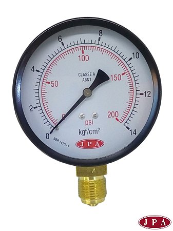 MANÔMETRO RETO DN 100mm - 200PSI X 14KG