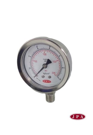 MANÔMETRO RETO 62MM ESCALA 200PSI X 14KGF TOTAL INOX