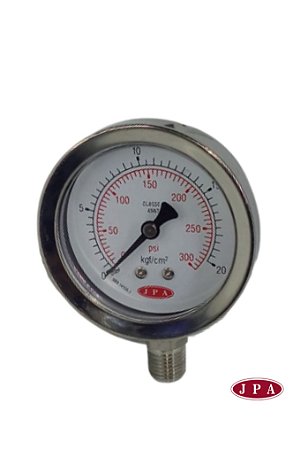 MANÔMETRO RETO 62MM ESCALA 300PSI X 20KGF TOTAL INOX