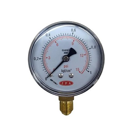 MANOMETRO RETO 62MM 15PSI X 1KG ROSCA ¼ AÇO CARBONO