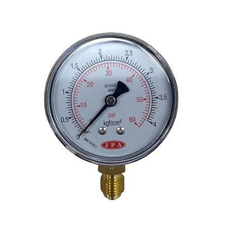 MANOMETRO RETO 62MM 60PSI X 4KG ROSCA ¼ AÇO CARBONO