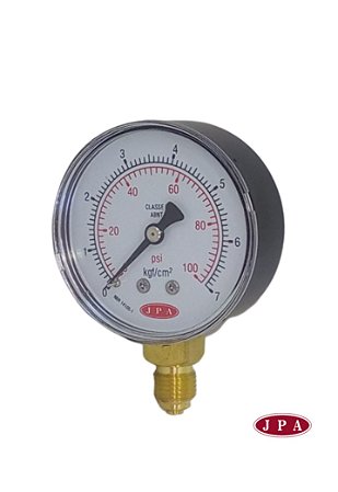MANOMETRO RETO 62MM 100PSI X 7KG ROSCA ¼ AÇO CARBONO