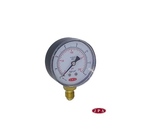 MANOMETRO RETO 62MM 200PSI X 14KG ROSCA ¼ AÇO CARBONO