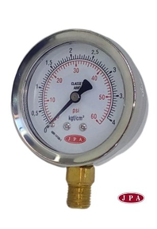 MANOMETRO RETO 62MM 60PSI X 4KG ROSCA ¼ CAIXA INOX
