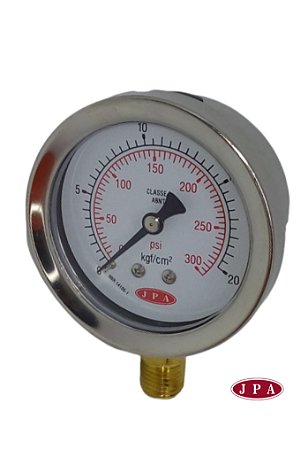 MANOMETRO RETO 62MM 300PSI X 20KG ROSCA ¼ CAIXA INOX