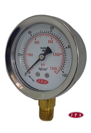 MANOMETRO RETO 62MM 1500PSI X 100KG ROSCA ¼ CAIXA INOX