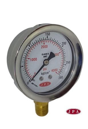 MANOMETRO RETO 62MM 4000PSI X 280KG ROSCA ¼ CAIXA INOX