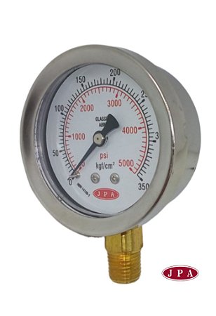 MANOMETRO RETO 62MM 5000PSI X 350KG ROSCA ¼ CAIXA INOX