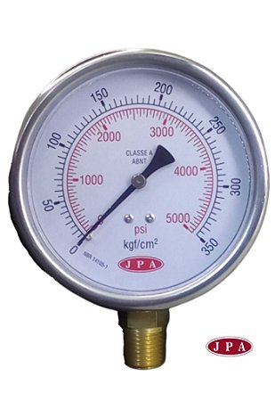 MANOMETRO RETO 100MM 5000PSI X 350KG ROSCA 1/2 CAIXA INOX