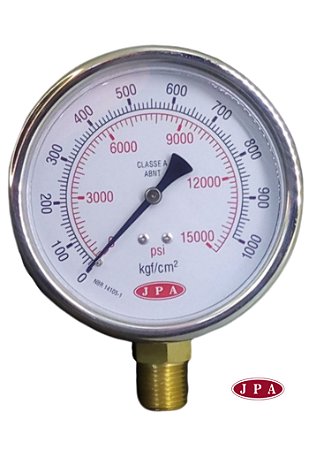 MANOMETRO RETO 100MM 15000PSI X 1000KG ROSCA 1/2 CAIXA INOX