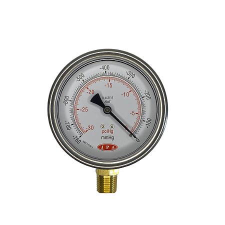 VACUÔMETRO RETO DN 100MM - 760MMGH X 30POLHG CAIXA INOX