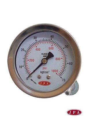 MANOMETRO ANGULAR 62MM 1000PSI X 70KG ROSCA ¼ CAIXA INOX