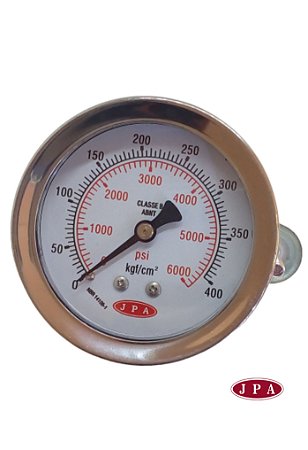 MANOMETRO ANGULAR 62MM 6000PSI X 400KG ROSCA ¼ CAIXA INOX