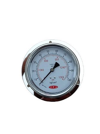 MANÔMETRO ANGULAR 100MM CAIXA INOX ROSCA 1/2 NPT 1500PSI X 100KGF