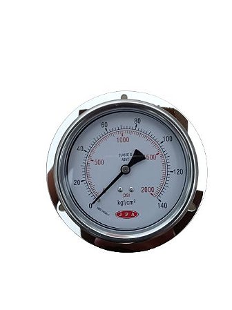 MANÔMETRO ANGULAR 100MM CAIXA INOX ROSCA 1/2 NPT 2000PSI X 140KGF
