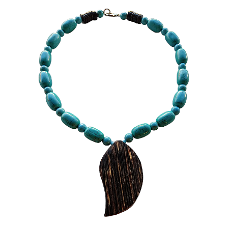 Colar Turquesa com pingente folha