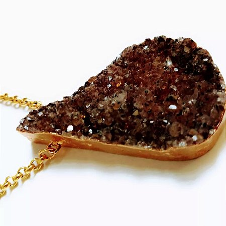 Cordão folheado drusa Ágata