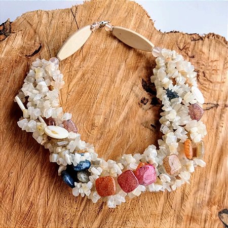 Colar Opalina e Ágata cores