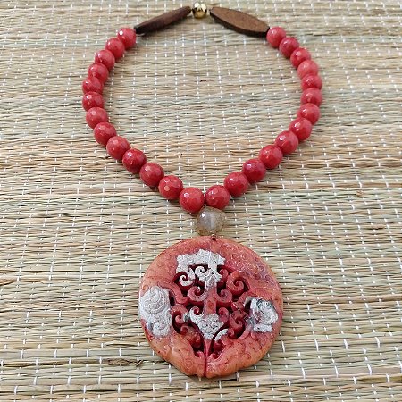 Colar Mandala Ágata cereja