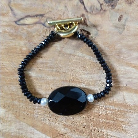 Pulseira  Ágata oval lapidada