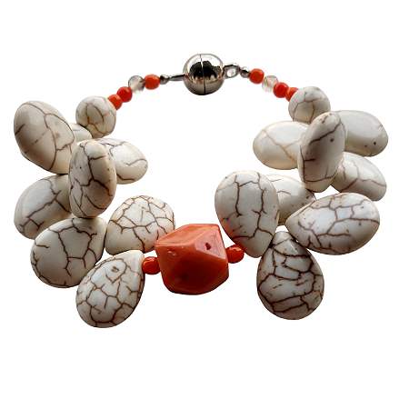 Pulseira coral howlita