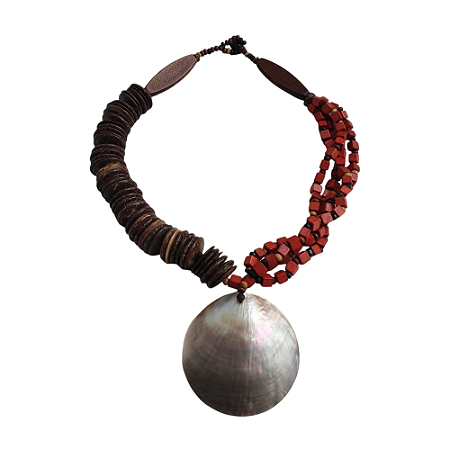 Colar madeira madrepérola