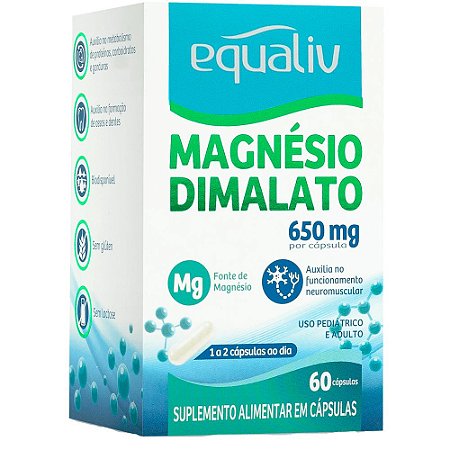 Magnésio Dimalato - 60 caps (650mg) - Equaliv