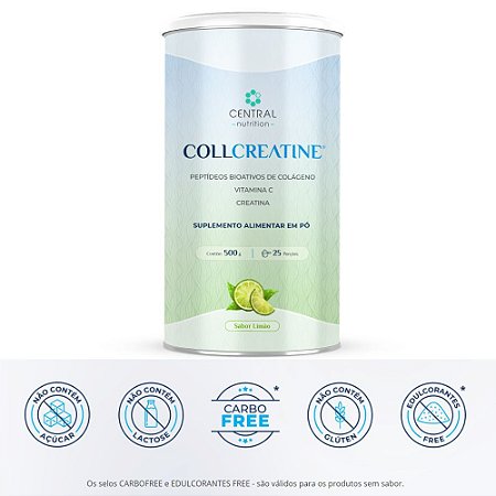CollCreatine Colageno + Creatina 500g Sabor Limão Central Nutrition