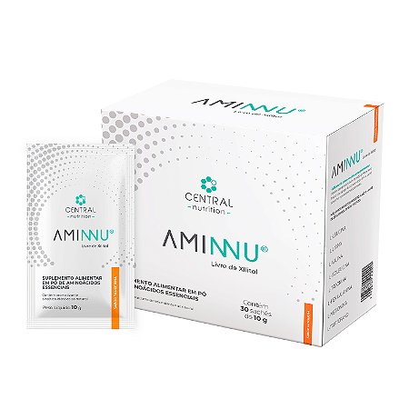 Aminnu EAAs Sem Xilitol Sabor Tangerina 10g 30 Sachês Central Nutrition