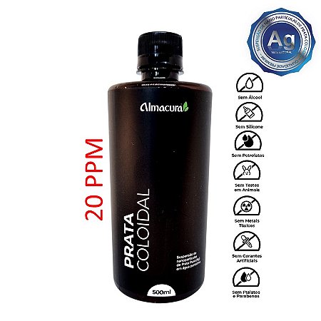 Prata Coloidal 20ppm 500ml Almacura