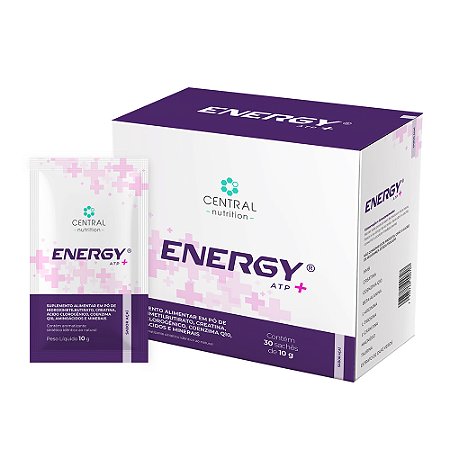 Energy ATP+ Sem Xilitol Sabor Açaí 30 sachês 10g Central Nutrition