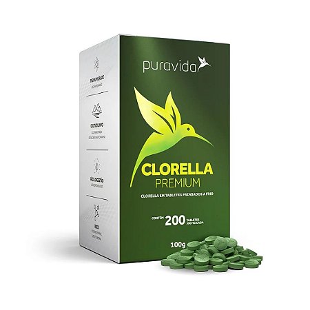 Clorella Premium - 200 tabletes 100g - Puravida
