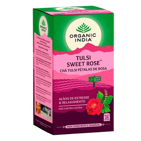 Chá Sweet Rose - Rosas e Tulsi - 25 sachês - Organic India