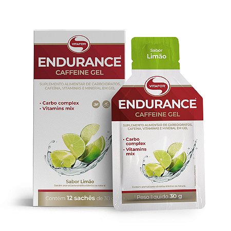 Endurance Caffeine Gel 12 sachês 30g Limão Vitafor
