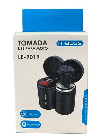 Carregador Tomada Usb P/ Moto Celular, Gps e Acendedor Cigarro