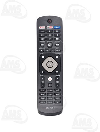 Controle Remoto Compatível Universal TV Philips Smart Com Netflix Youtube Vudu 3D LE-7981