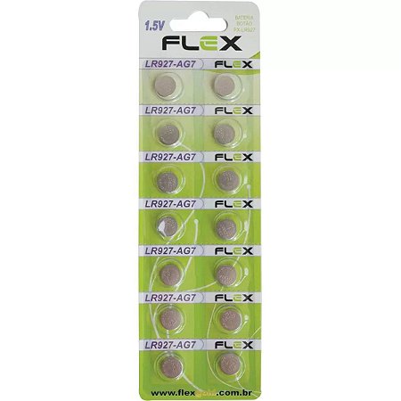 Bateria Botão Lr927, Flex, AG 7, 1.5V, Cartela com 14