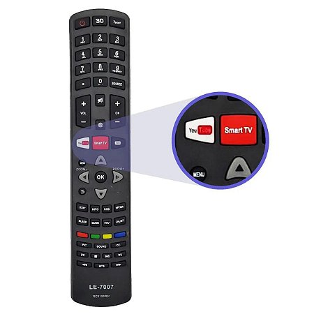 Controle Philco Youtube Smart Tv Rc3100r01 Sky-8022 / LE-7007