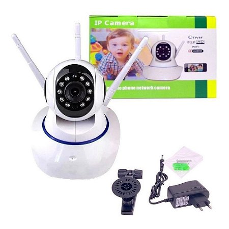 Câmera Babá Eletrônica 3 Antenas Wifi Hd Audio