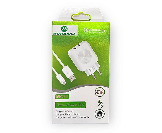 Carregador Turbo V8 Compatível Motorola 3.0 30w
