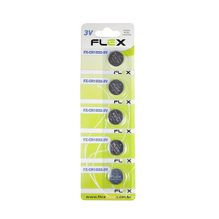 Bateria 3v Fx-cr1632 De Lithium Botão Com 5 Peças Na Cartela
