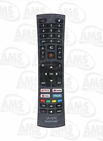 Controle Remoto Para Tv Multilaser Led Smart 4k Tl032 Tl027 LE-7278