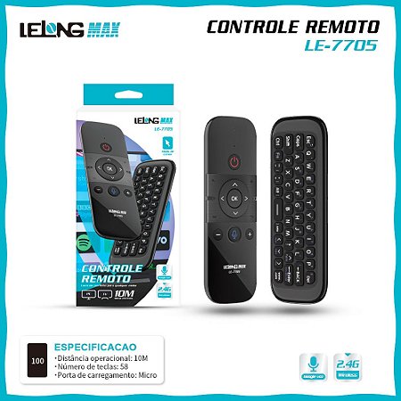 Air Mouse com Teclado 2.4G c/ Voz LE-7705