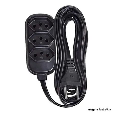 Extensão Elétrica Bivolt 3 Saídas Preto