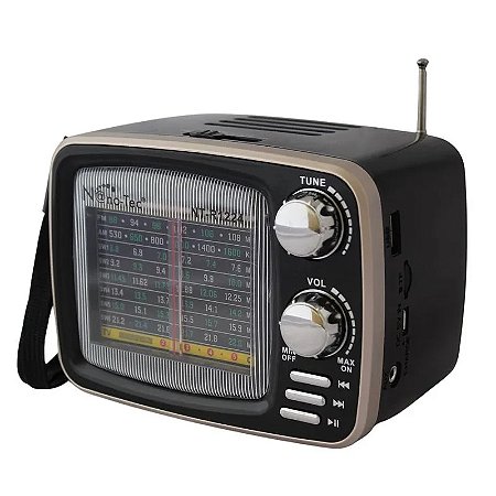 Rádio Am Fm Bluetooth Retro Vintage Tv Usb Radinho Recarregável BYZ-1078