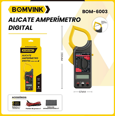 ALICATE AMPERIMETRO DIGITAL BOM-6003