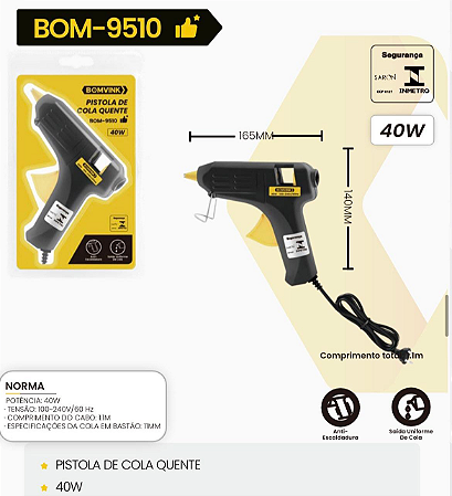 PISTOLA DE COLA QUENTE BOM-9510