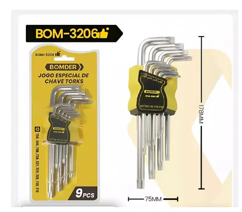 JOGO DE CHAVE TORX 9 PEÇAS BOM-3206