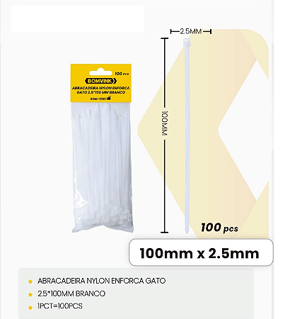 ABRACADEIRA NYLON ENFORCA GATO 2.5*100MM(PACOTE TEM 100PC)BOM-5502