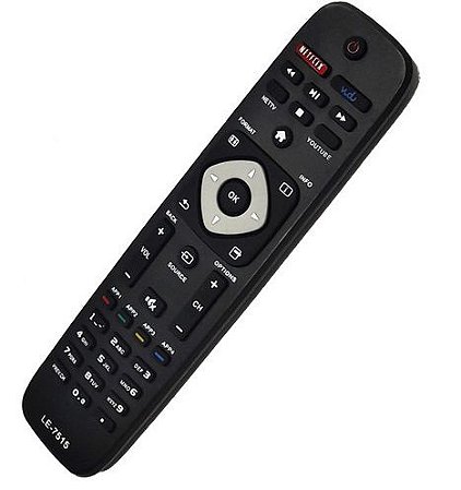 Controle Remoto Tv Philips Smart TV Netflix Vudu LE-7515
